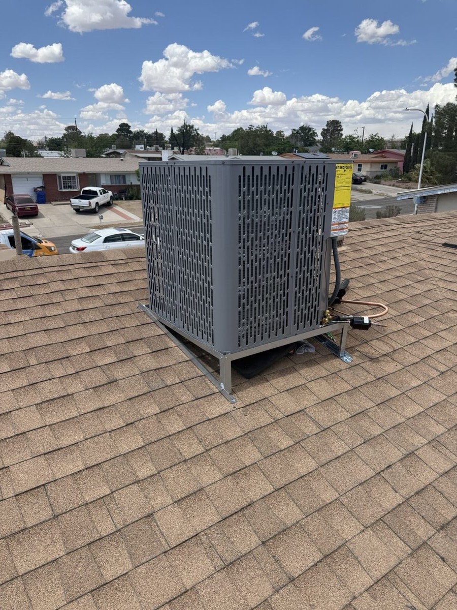Outdoor air conditioning unit installation on a Las Cruces home