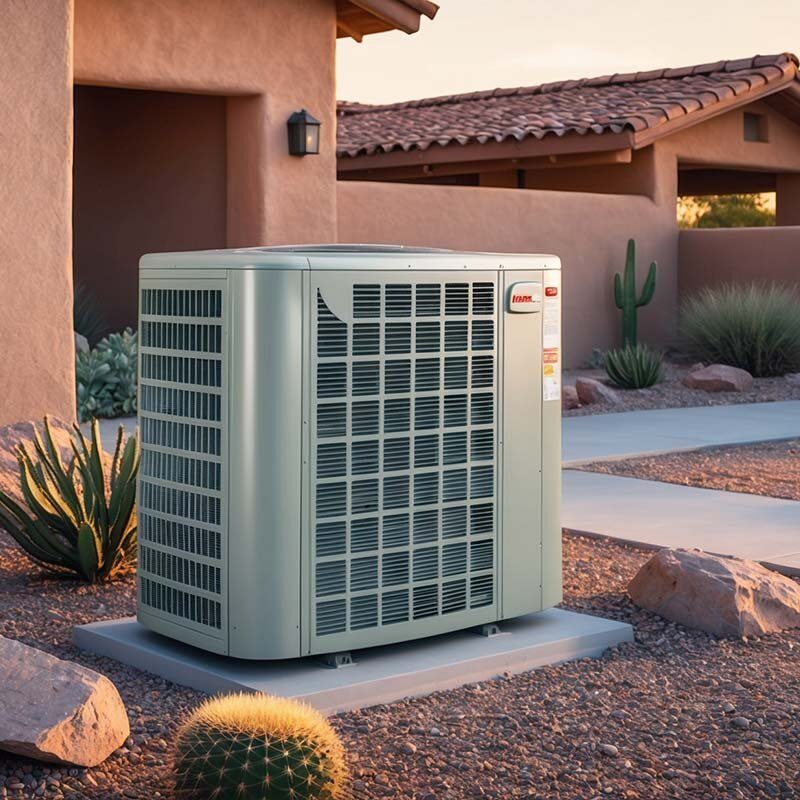 Heat pump installed at a desert-style Las Cruces home