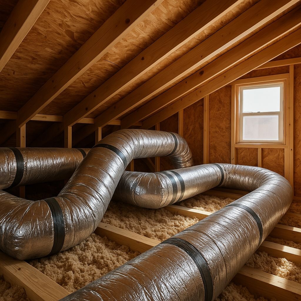 Insulated air duct system in a Radium Springs home professionally cleaned and sealed by Air Control Las Cruces.