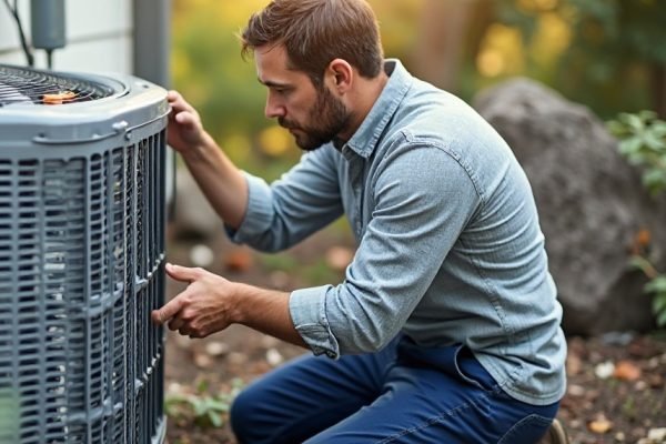 Technician fixing an AC unit during cooling repair in Fairacres, NM