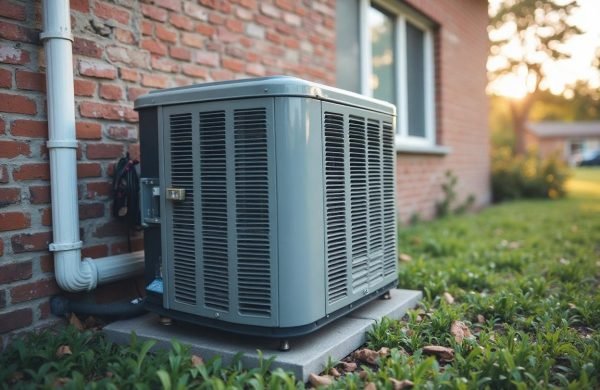 Old AC unit outside a home with visible rust and wear